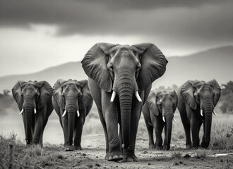 Majestic Elephants in their Natural Habitat