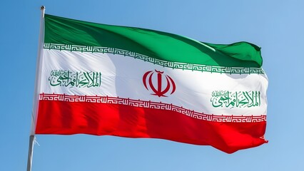 The flag of iran waving in the wind