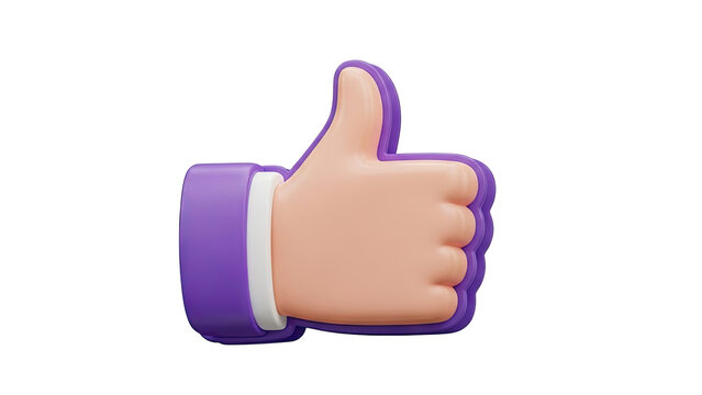 3D Purple Thumbs Up Icon - Approval, Like, Success