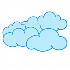 Cartoon blue clouds against a stark white background