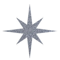 Obraz premium Silver glitter eight pointed star. Shiny compass shape for decoration