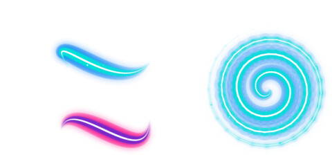 Vibrant Neon Swirl and Energy Brushstrokes Set, Abstract Sci-Fi Overlays