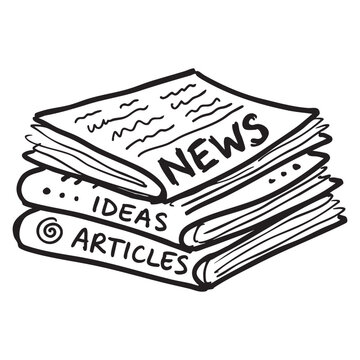 Hand Drawn Newspaper and Headlines Doodle