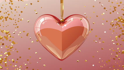 Modern Valentines Day Background Featuring Transparent Glass Hearts and Soft Romantic Lighting Effects