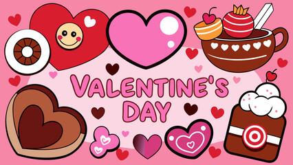 Valentine Day Social Media Poster or Banner Template with Romantic Theme and Copy Space for Message