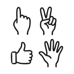 Obraz premium Hand drawn Hand gesture communication sign outline icon