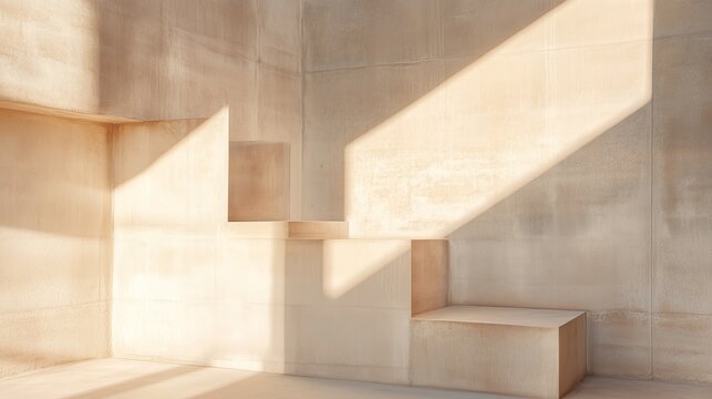 Shadows and light interact within a simple concrete space at different times of the day - Powered by Adobe