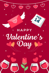 valentine's day poster illustration in flat style design