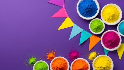 Vibrant holi celebration with colorful powders and festive decorations
