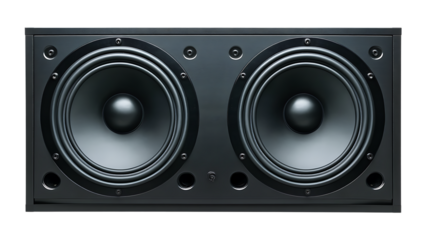 Dual speaker cones on dark background isolated on a transparent background audio