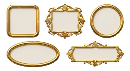 Obraz premium Elegant collection of ornate vintage picture frames with intricate gold detailing on a sleek black