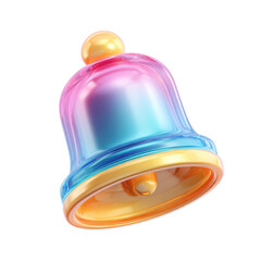 3D bell notification icon isolated on transparent PNG.