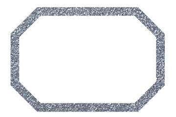 Silver glitter octagon frame. Shiny chamfered border for card design