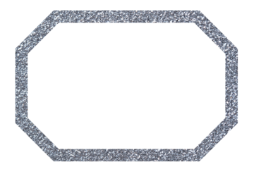 Silver glitter octagon frame. Shiny chamfered border for card design