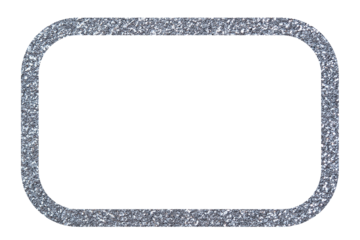Silver glitter rounded rectangle frame. Shiny border for card design