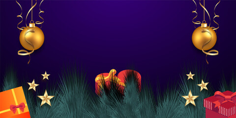 purple new year holiday background design template with copy space