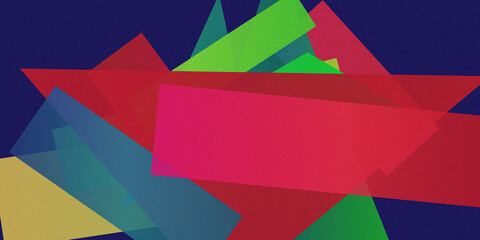 Obraz premium Dynamic Abstract Colorful Geometric Background, Overlapping Transparent Shapes with Grain Texture, Modern Digital Design for Creative Technology, Web Banners, Branding, Presentations, Marketing Use
