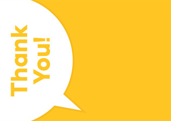 Thank You  speech bubble on a bright yellow background