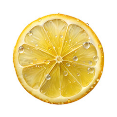 Fresh lemon slice isolated on transparent background