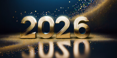 【Seasonal Event Icons】 Golden 2026 New Year Celebration Icon 金色の2026年新年お祝いアイコン