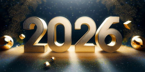 【Seasonal Event Icons】 Golden 2026 New Year Celebration Icon 金色の2026年新年お祝いアイコン