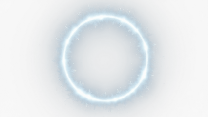 Silver white glowing ring with intense light glare, pure luminous aura, high-key lighting effect — isolated on white background, PNG