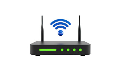 Modern Wireless Wi-Fi Router with Antennas and Signal Icon