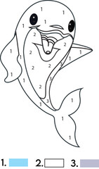 Naklejka premium Coloring Page of Cartoon Whale Illustration.
