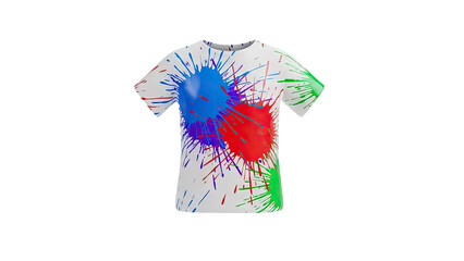 White T-Shirt with Colorful Paint Splatter Design