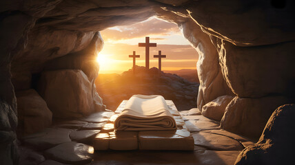 The resurrection of jesus christ at dawn