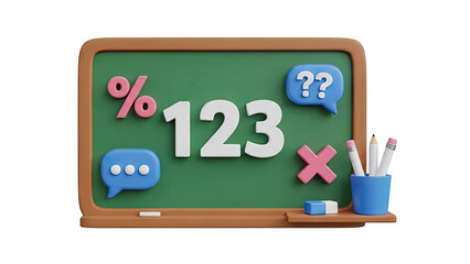 3D Math Education Blackboard with Symbols