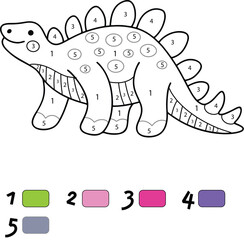 Coloring Page Stegosaurus Dinosaur Illustration for Kids. © MPB NANI