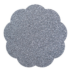 Silver glitter scalloped circle. Shiny cloud shape for decorative label