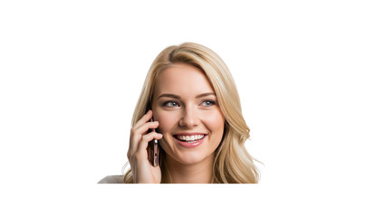 Smiling woman talking on cell phone