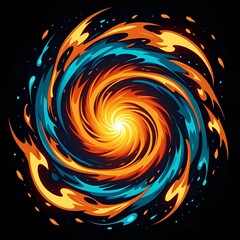 Dynamic swirl of fire and ice creates a stunning visual effect, perfect for backgrounds, abstract designs, or captivating digital art projects, trending now