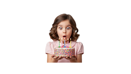 Girl blowing out birthday cake candles
