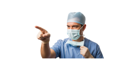 Surgeon pointing to the left side