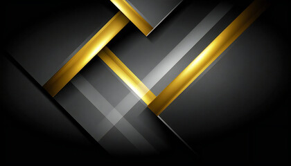 ゴールドアクセントが際立つブラックの抽象幾何学背景。
