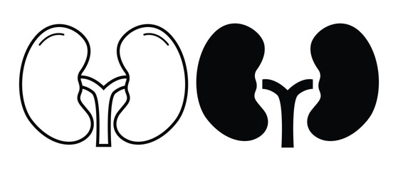 Editable Kidney Symbol Collection &mdash; Modern Medical Organ Icons for Web and Mobile UI
