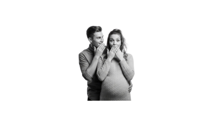 Excited pregnant couple hearing good news