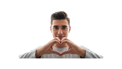 Man making a heart shape with his hands