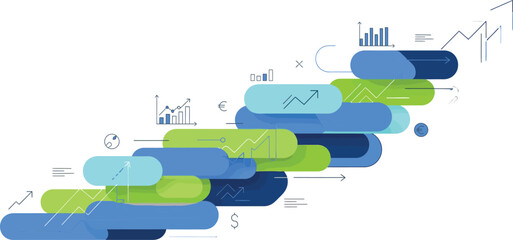 Abstract illustration of financial data analysis and business growth progression