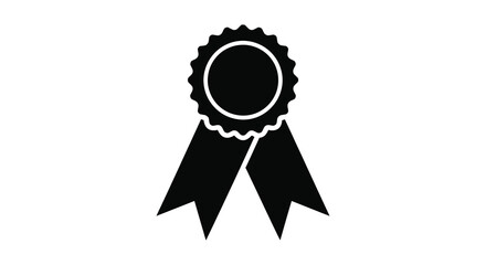 A striking black and white image depicts a detailed award ribbon in a bold silhouette