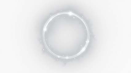 Silver white glowing ring with intense light glare, pure luminous aura, high-key lighting effect — isolated on white background, PNG