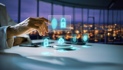 Cybersecurity and Digital Security Concept with Futuristic Interface.