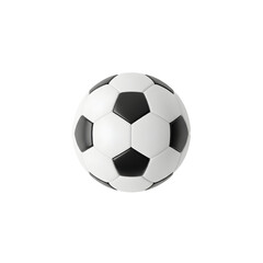 A high contrast image of a standard white soccer ball with black panels