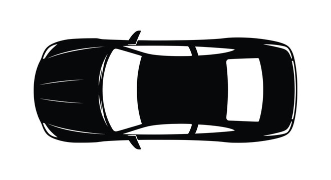 A top down view of a modern sports car design showcasing its sleek shape silhouette