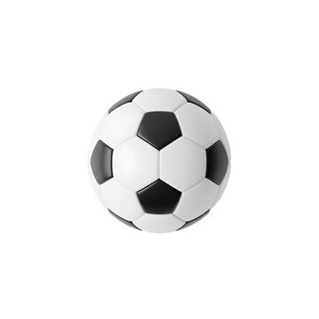 A high contrast image of a standard white soccer ball with black panels