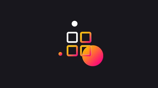 Four small squares with a glowing red circle represent a grid menu or an application dashboard for quick navigation through various digital tools