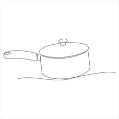 Continuous one line drawing of cooking pot cooking utensil concept simple line art design vector illustration
